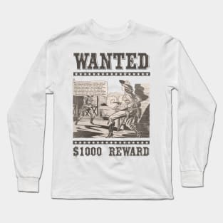 Wild West Retro Cowgirl Cowboy Comic Book Wanted Poster Sepia Long Sleeve T-Shirt